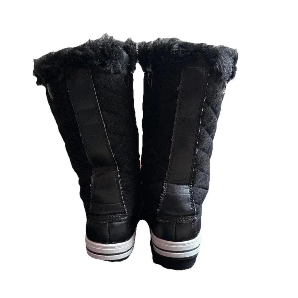 Polar Winter‎ Snow Boots Women's US 8 EU 39 Black Faux Fur Lace-Up Comfortable